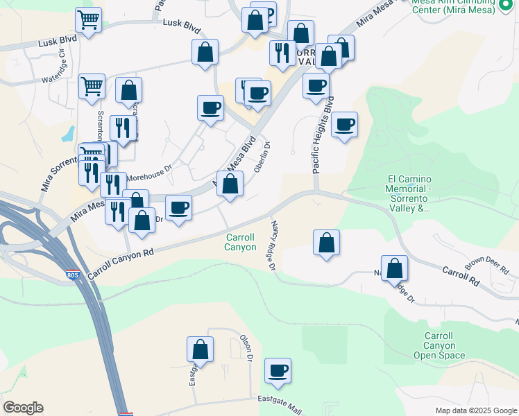 map of restaurants, bars, coffee shops, grocery stores, and more near in San Diego