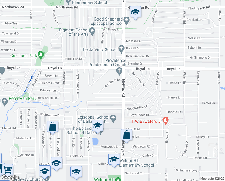 map of restaurants, bars, coffee shops, grocery stores, and more near 4151 Beaver Brook Lane in Dallas