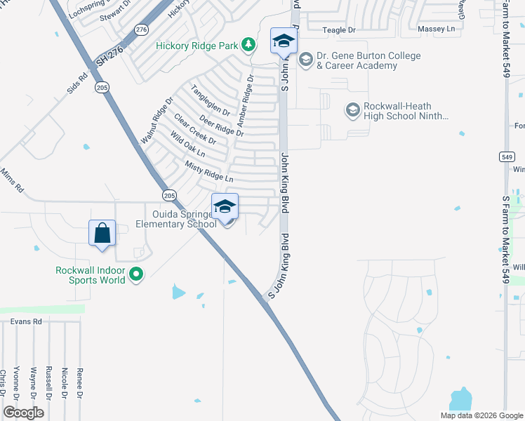 map of restaurants, bars, coffee shops, grocery stores, and more near 3112 Limestone Hill Lane in Rockwall
