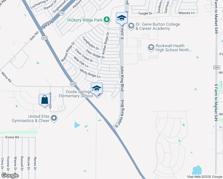 map of restaurants, bars, coffee shops, grocery stores, and more near 3102 Limestone Hill Lane in Rockwall