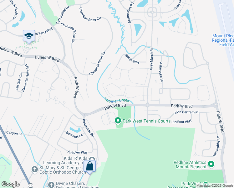map of restaurants, bars, coffee shops, grocery stores, and more near 1424 Basildon Road in Mount Pleasant