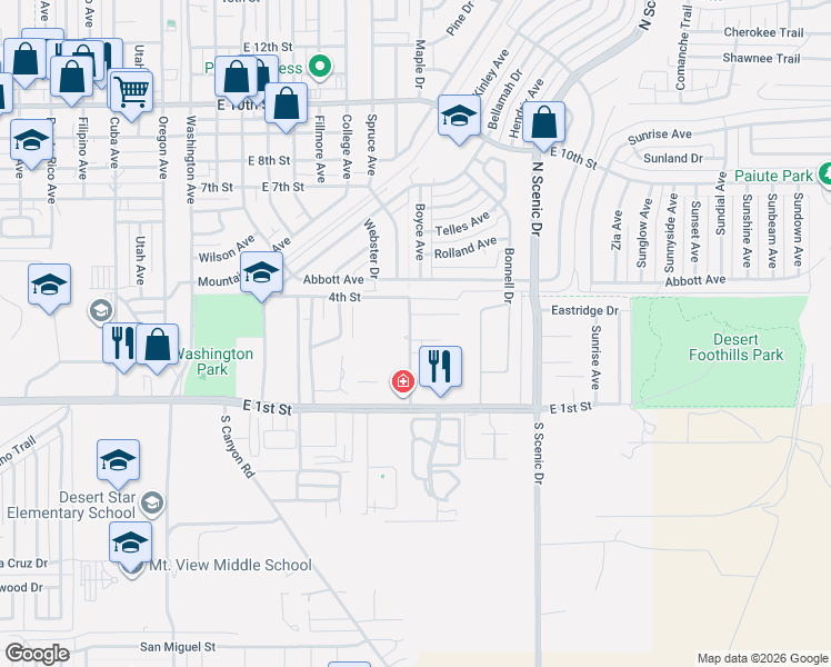 map of restaurants, bars, coffee shops, grocery stores, and more near 2124 Stardust Court in Alamogordo