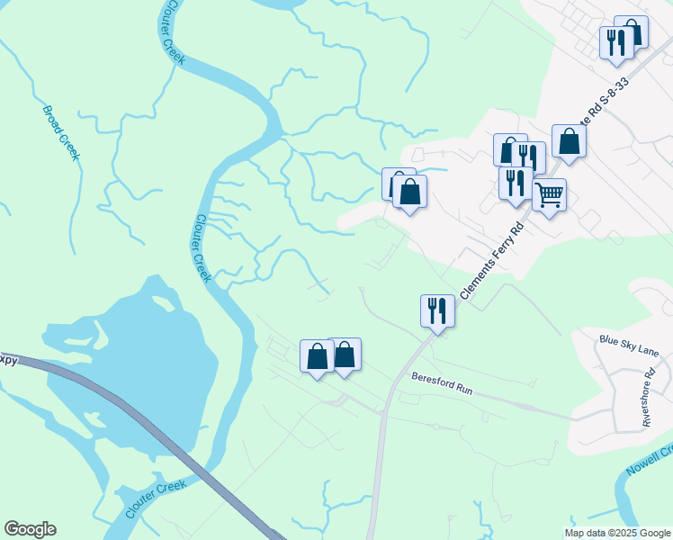 map of restaurants, bars, coffee shops, grocery stores, and more near 680 Enterprise Boulevard in Charleston