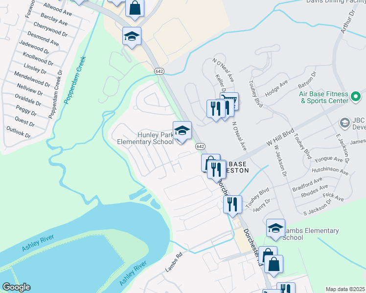 map of restaurants, bars, coffee shops, grocery stores, and more near 2000 Tennessee Avenue in North Charleston