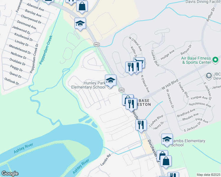 map of restaurants, bars, coffee shops, grocery stores, and more near 2000-5098 Tennessee Ave in North Charleston