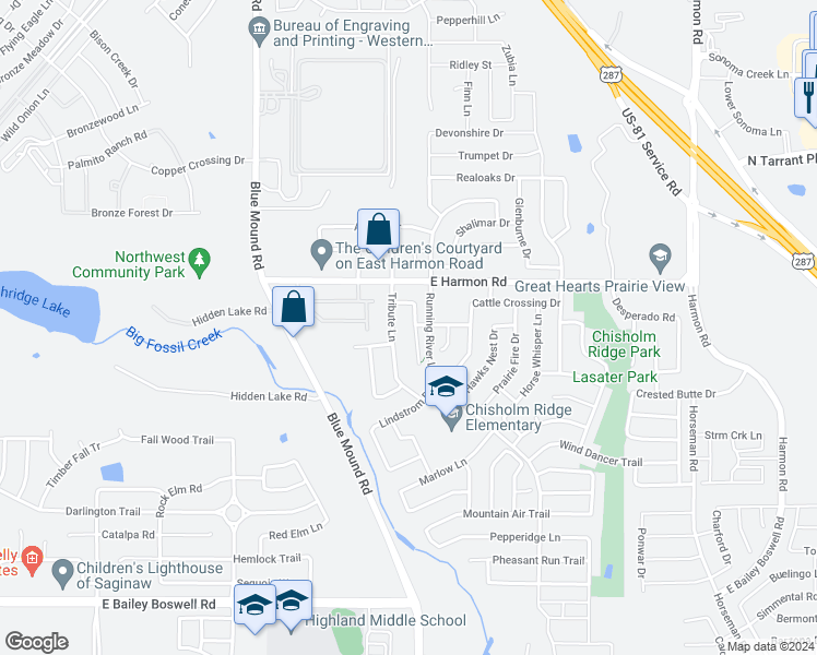 map of restaurants, bars, coffee shops, grocery stores, and more near 8509 Santa Ana Drive in Fort Worth