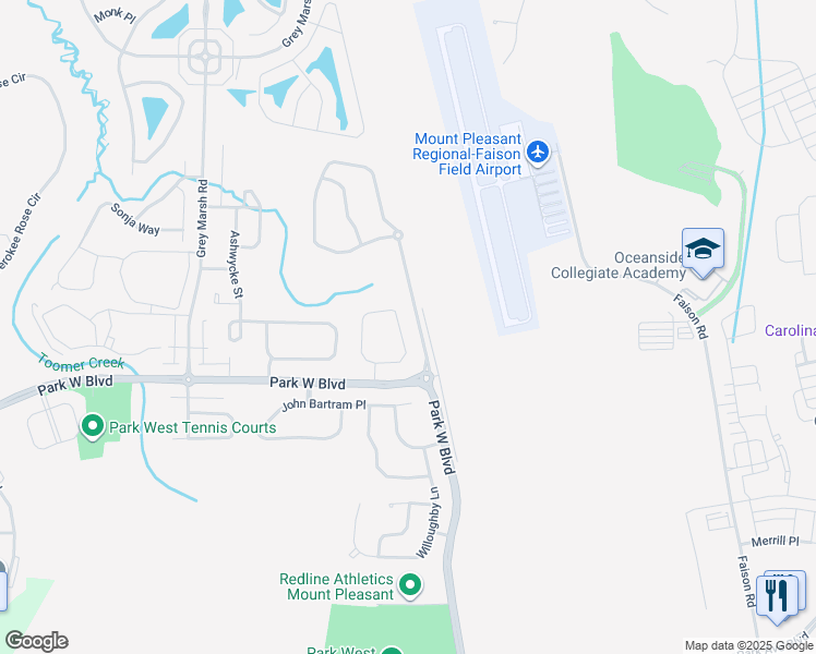 map of restaurants, bars, coffee shops, grocery stores, and more near 1696 Mermentau Street in Mount Pleasant