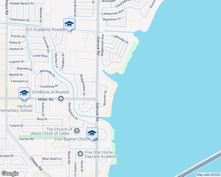 map of restaurants, bars, coffee shops, grocery stores, and more near 3308 Bouvier Street in Rowlett