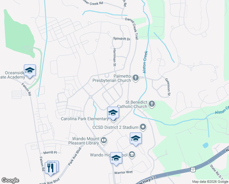 map of restaurants, bars, coffee shops, grocery stores, and more near 3676 Shutesbury Street in Mount Pleasant