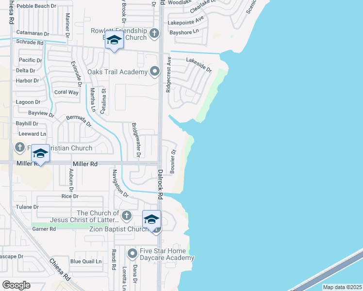 map of restaurants, bars, coffee shops, grocery stores, and more near 3304 Bouvier Street in Rowlett
