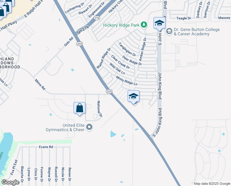 map of restaurants, bars, coffee shops, grocery stores, and more near 1500 Westfield Lane in Rockwall