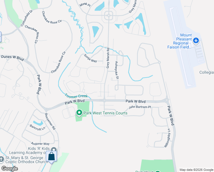 map of restaurants, bars, coffee shops, grocery stores, and more near 1632 Grey Marsh Road in Mount Pleasant