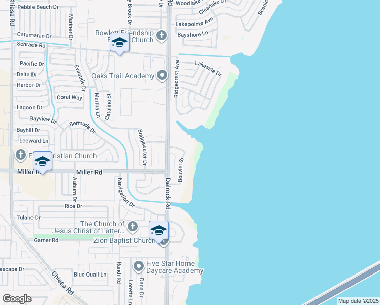 map of restaurants, bars, coffee shops, grocery stores, and more near 3304 Bouvier Street in Rowlett