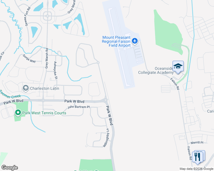 map of restaurants, bars, coffee shops, grocery stores, and more near 1696 Mermentau Street in Mount Pleasant