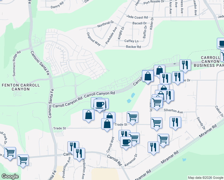 map of restaurants, bars, coffee shops, grocery stores, and more near in San Diego