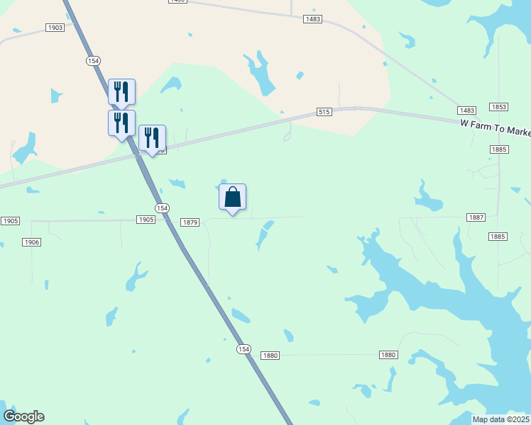 map of restaurants, bars, coffee shops, grocery stores, and more near County Road 1879 in Yantis