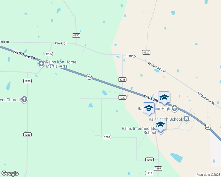 map of restaurants, bars, coffee shops, grocery stores, and more near 2261 U.S. 69 in Emory