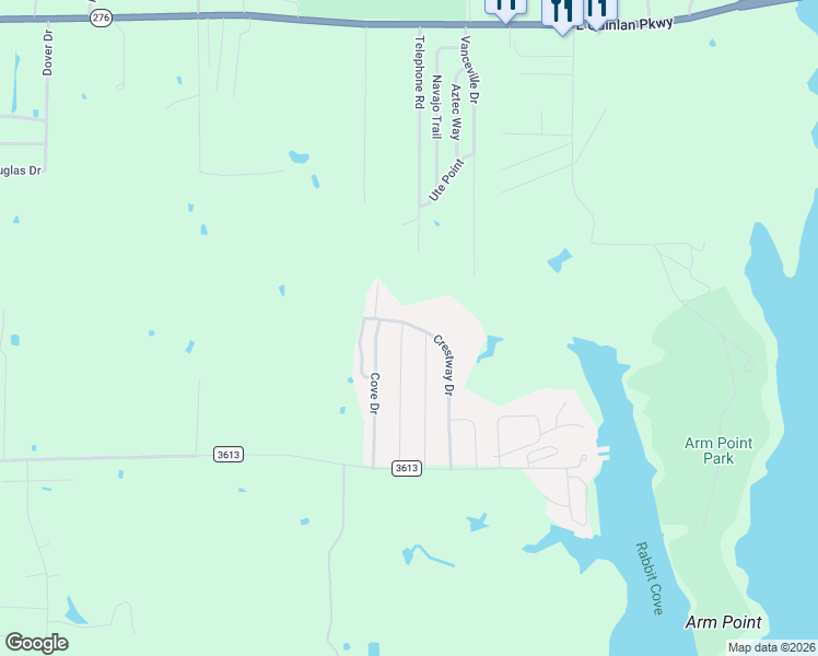 map of restaurants, bars, coffee shops, grocery stores, and more near 716 Redoak Drive in West Tawakoni