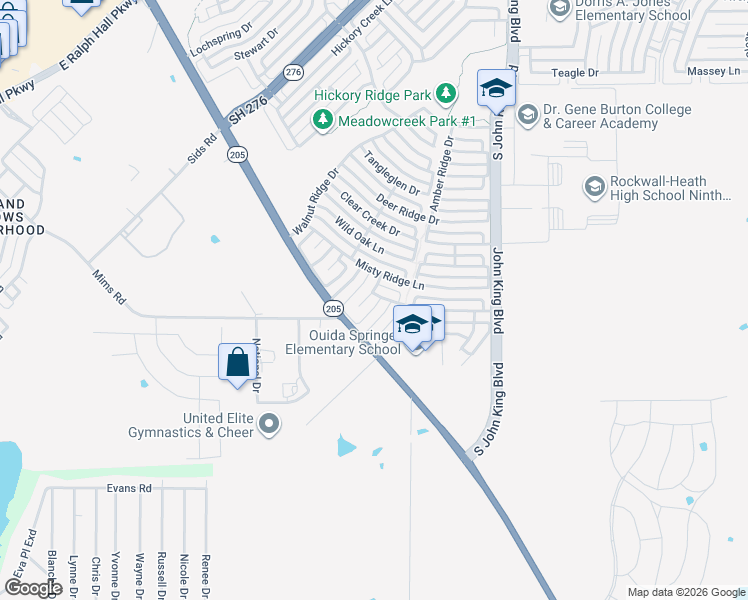 map of restaurants, bars, coffee shops, grocery stores, and more near 2952 Coolwood Lane in Rockwall