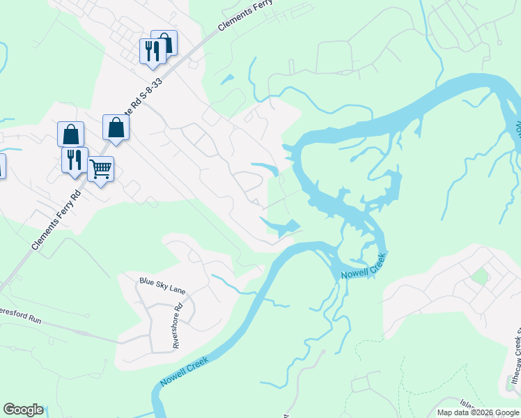 map of restaurants, bars, coffee shops, grocery stores, and more near 363 Kelsey Boulevard in Charleston