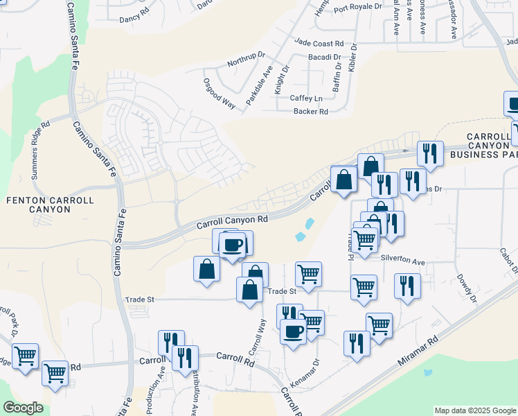 map of restaurants, bars, coffee shops, grocery stores, and more near 13905 Martel Way in San Diego