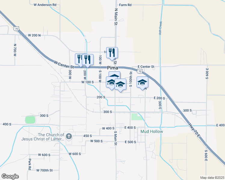 map of restaurants, bars, coffee shops, grocery stores, and more near in Pima