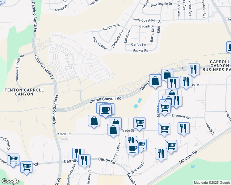 map of restaurants, bars, coffee shops, grocery stores, and more near 13905 Martel Way in San Diego