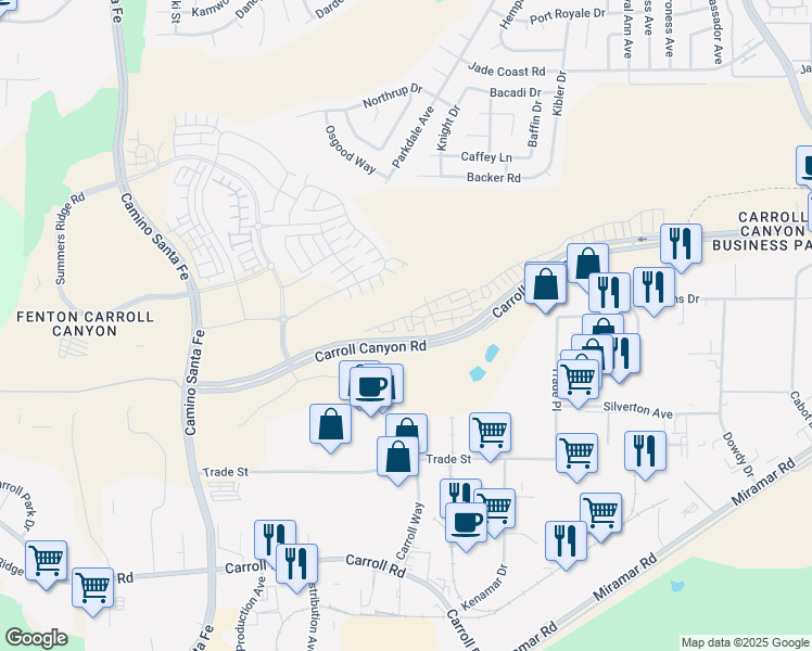 map of restaurants, bars, coffee shops, grocery stores, and more near 13907 Martel Way in San Diego