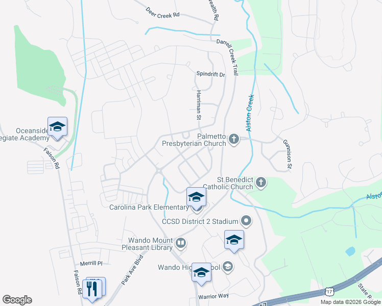 map of restaurants, bars, coffee shops, grocery stores, and more near 3676 Shutesbury Street in Mount Pleasant