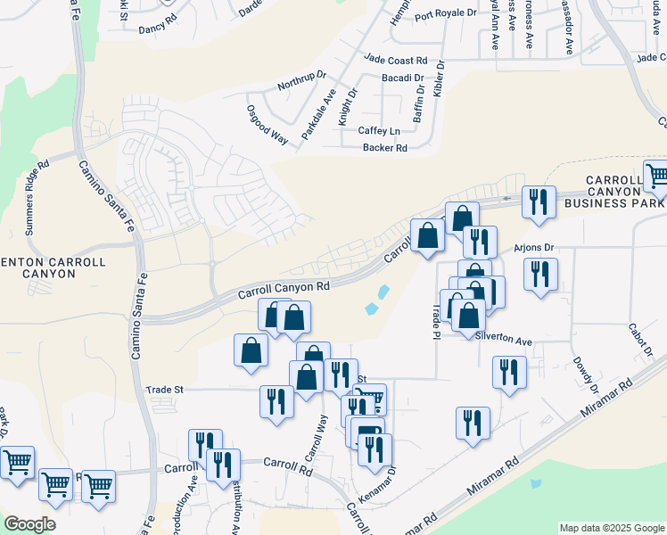map of restaurants, bars, coffee shops, grocery stores, and more near in San Diego