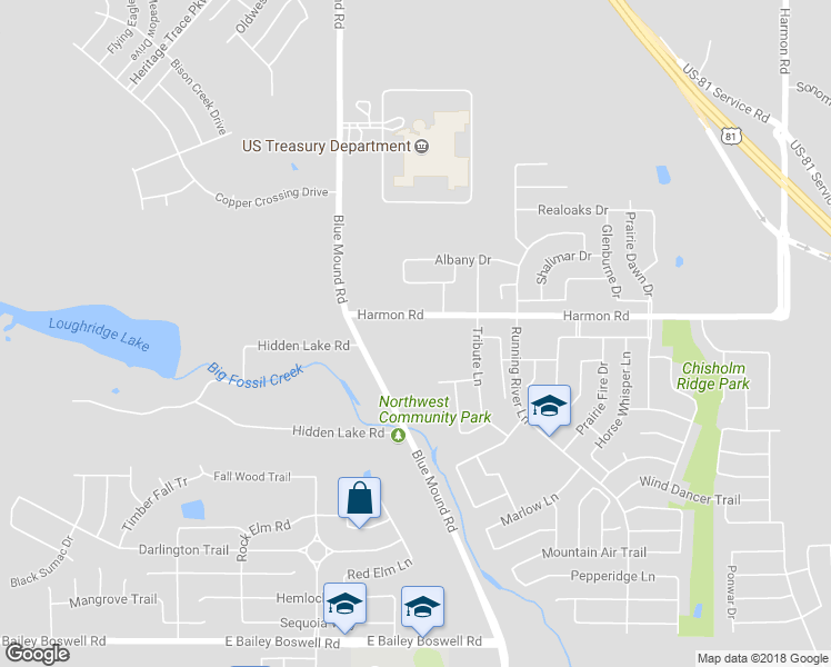 map of restaurants, bars, coffee shops, grocery stores, and more near 800 East Harmon Road in Fort Worth