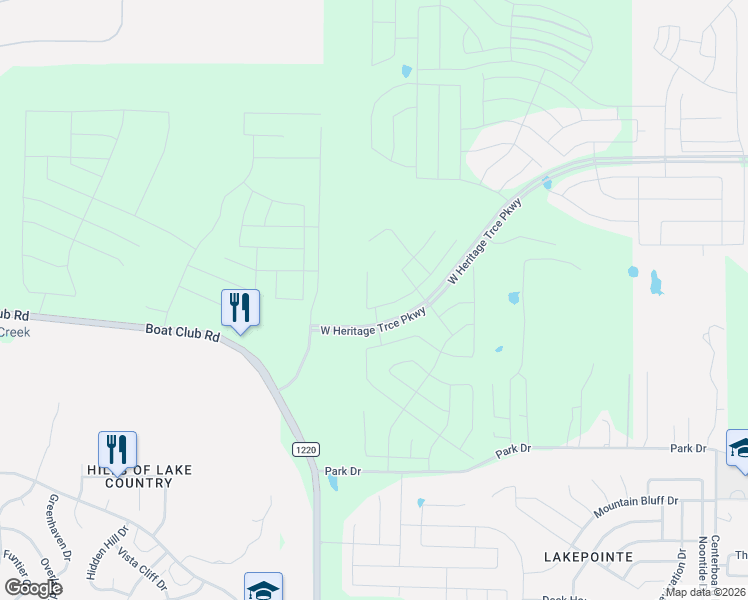 map of restaurants, bars, coffee shops, grocery stores, and more near 8997 Boat Club Road in Fort Worth