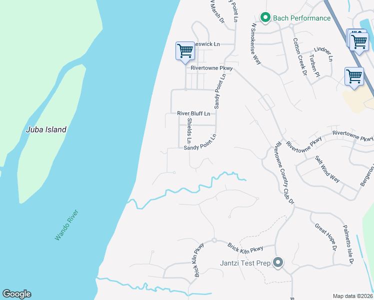 map of restaurants, bars, coffee shops, grocery stores, and more near 1988 Shields Lane in Mount Pleasant