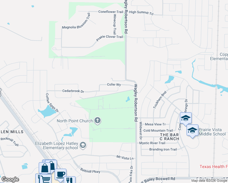 map of restaurants, bars, coffee shops, grocery stores, and more near 808 Chastien Court in Fort Worth