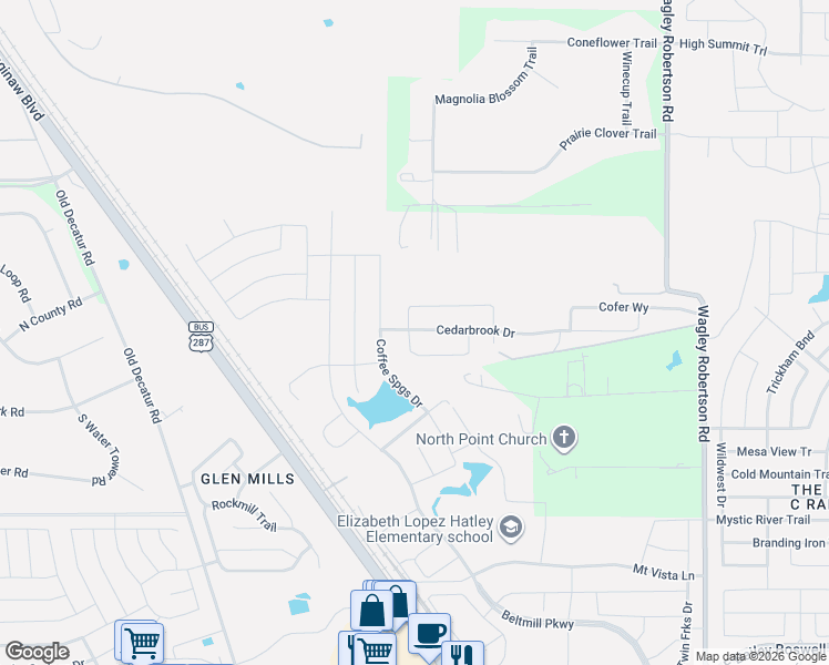 map of restaurants, bars, coffee shops, grocery stores, and more near 8637 Wagley Robertson Road in Fort Worth