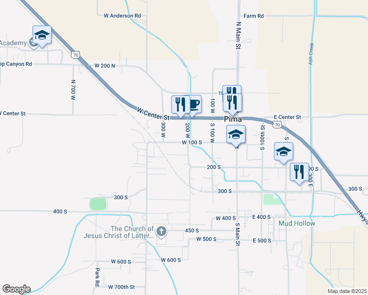 map of restaurants, bars, coffee shops, grocery stores, and more near 149 200 West in Pima