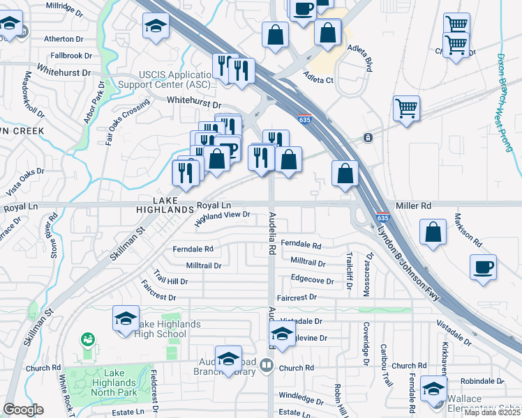 map of restaurants, bars, coffee shops, grocery stores, and more near in Dallas
