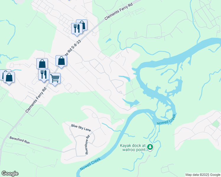 map of restaurants, bars, coffee shops, grocery stores, and more near 488 Sanders Farm Lane in Charleston