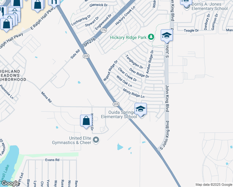 map of restaurants, bars, coffee shops, grocery stores, and more near 1506 Ridgetop Court in Rockwall