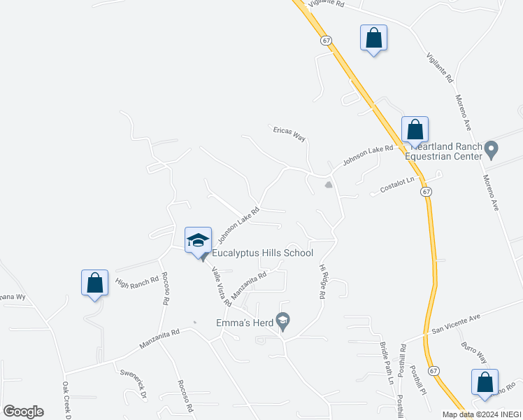 map of restaurants, bars, coffee shops, grocery stores, and more near 11521 Cerro De Paz in Lakeside