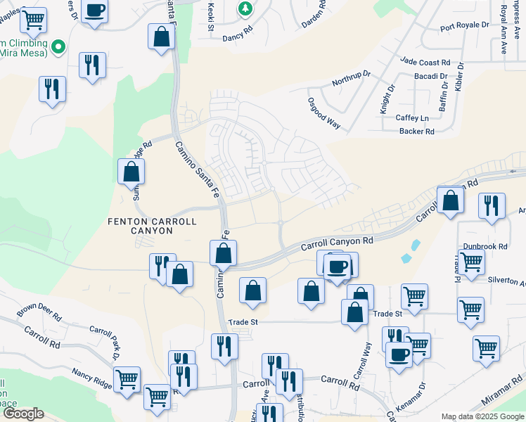 map of restaurants, bars, coffee shops, grocery stores, and more near 9965 Summers Ridge Road in San Diego