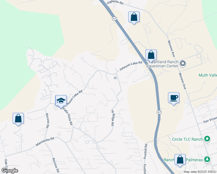 map of restaurants, bars, coffee shops, grocery stores, and more near 11810 Hi Ridge Road in Lakeside