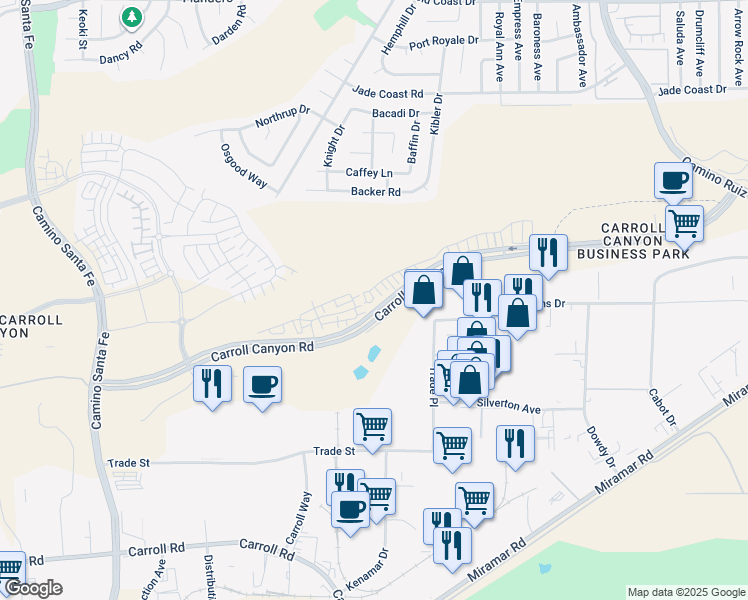 map of restaurants, bars, coffee shops, grocery stores, and more near in San Diego