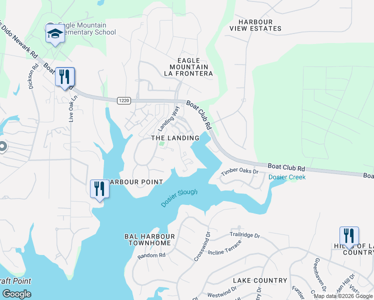 map of restaurants, bars, coffee shops, grocery stores, and more near 9420 Mountain Lake in Fort Worth