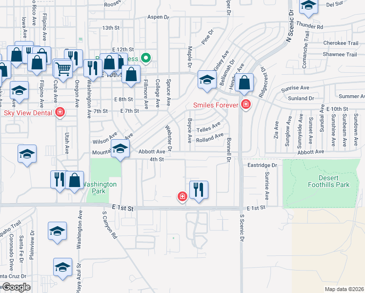 map of restaurants, bars, coffee shops, grocery stores, and more near 406 Webster Drive in Alamogordo
