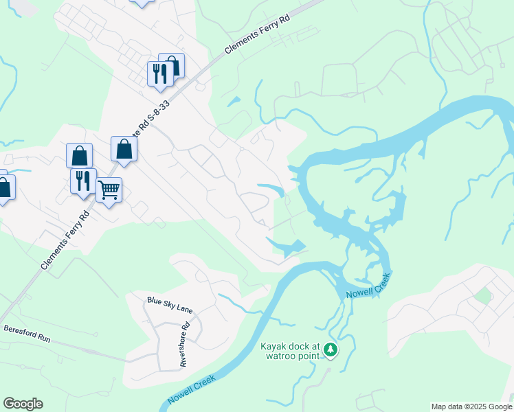 map of restaurants, bars, coffee shops, grocery stores, and more near 481 Doane Way in Charleston