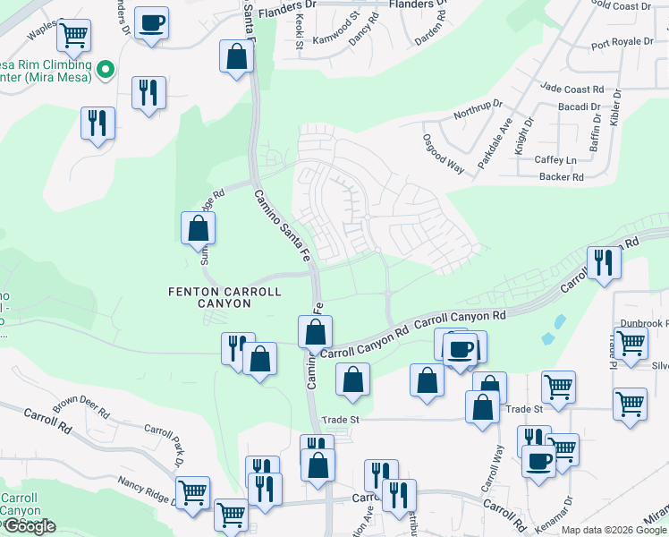map of restaurants, bars, coffee shops, grocery stores, and more near 9710 Summers Ridge Road in San Diego