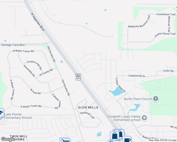 map of restaurants, bars, coffee shops, grocery stores, and more near 9212-9796 N Saginaw Blvd in Fort Worth