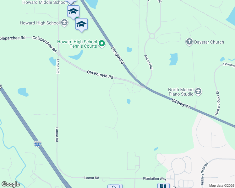 map of restaurants, bars, coffee shops, grocery stores, and more near 111 Lagrange Pl in Macon