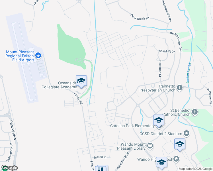map of restaurants, bars, coffee shops, grocery stores, and more near 3492 Wilkes Way in Mount Pleasant
